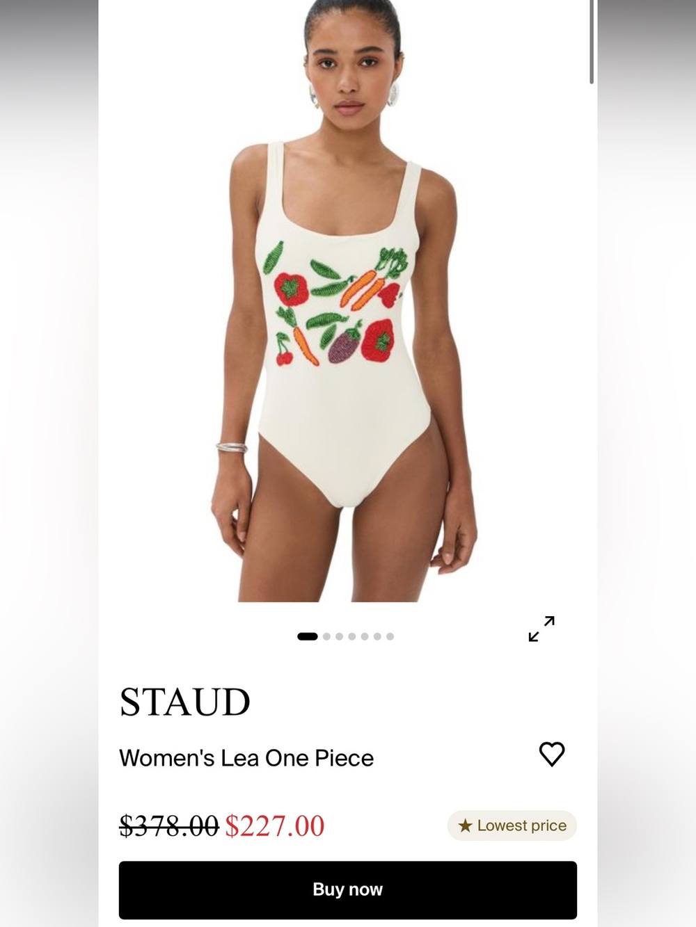 STAUD White Beaded Vegetable One-Piece Swimsuit - Picture 5 of 6